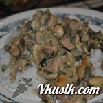 Шаг 4 (Кулинарный рецепт с фото - Тушёная свинина с грибами и рисом.)
